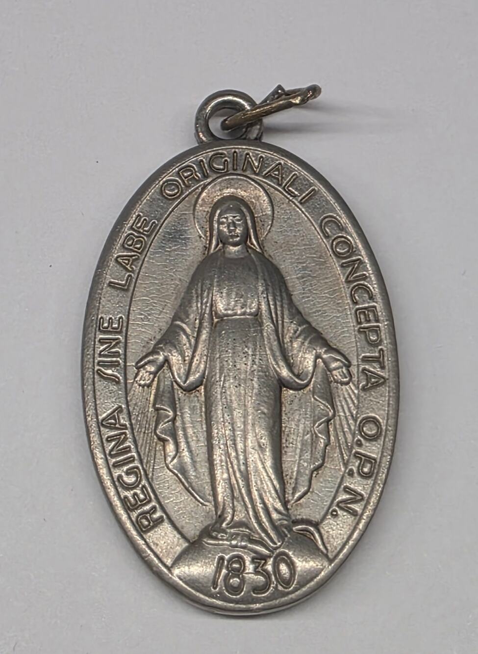 Vintage Miraculous Medal 1830 Catholic Virgin Mary Religious Pendant 1.25"